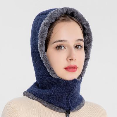 China Autumn And Winter Ear Protection Soft Custom Knitted Hat Women Plus Velvet Thickened Windproof And Cold Head Scarf Beanie for sale