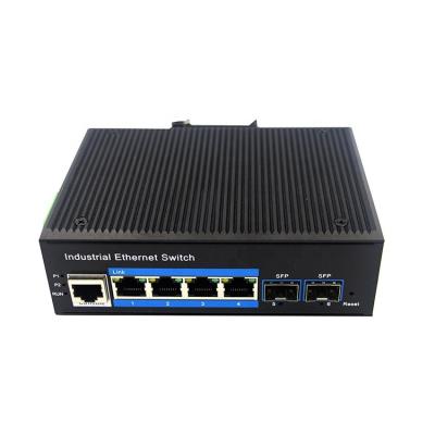 China Factory Supply 4 Port 10//100/1000 BASE-TX+2G SFP Managed Industrial Ethernet Switch 10240bytes for sale