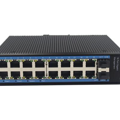 China Outdoor industrial grade full gigabit 16ports industrial grade network switch layer2 management YH6216GS-SFP for sale