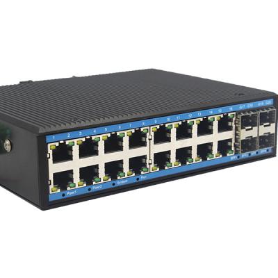 China 16 Ports Rack Mounted And Handy Din Rail Industrial Ethernet Switches Dual Power With 4SFP Slot YH6416GS-SFP for sale