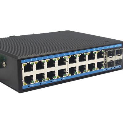 China 16 Ports Web Management DIN Rail Full Gigabit Industrial Network Switches with 4SFP Fiber Port YH6416GS-SFP for sale