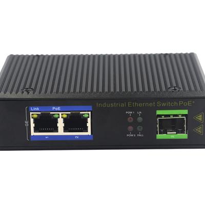 China Outdoor Full Gigabit 2 Port Unmanaged Networking Industrial Switch With One SFP Media Converter YHD12G-SFP for sale