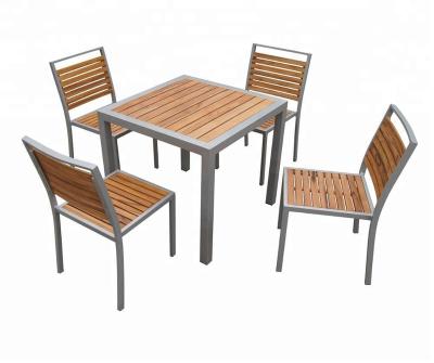 China Durable outdoor restaurant teak aluminum dining table and chair for sale