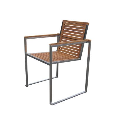 China Durable Outdoor Patio Furniture SS304 Wooden Dining Chairs FSC Teak Wood Garden Chair for sale