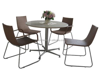 China Modern Outdoor Garden Sets Round Table And Stainless Steel Rattan Chairs for sale