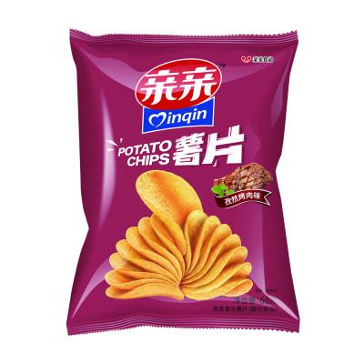 China Fried Snacks Qinqin 60g Potato Crisps BBQ Flavored Snacks OEM Manufacturer for sale