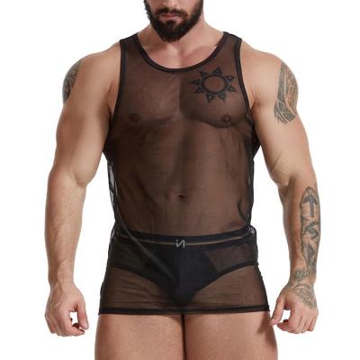 China OEM ODM Manufacturer Sexy Gay Boys Underwear Men's Lingerie Spandex/Polyester Suit Mesh Body Suit For Men Black for sale