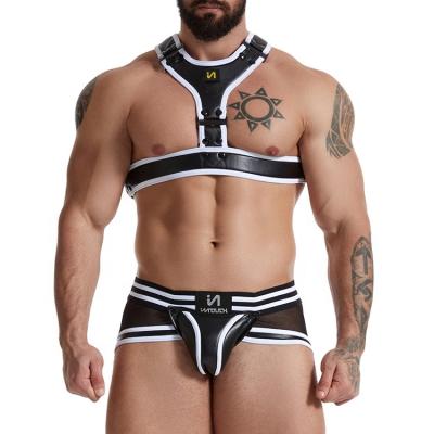 China Leather Faux Leather Boxer Briefs Sexy Lingerie Men's New PU Underwear Naughty Costumes Body Leather Male Tight Suit for sale