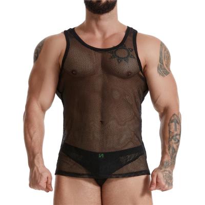 China Spandex/Polyester Manufacturer Sexy Gay Boys Underwear With Side Net Mens Lingerie Suit Mesh Body Suit For Men Black for sale