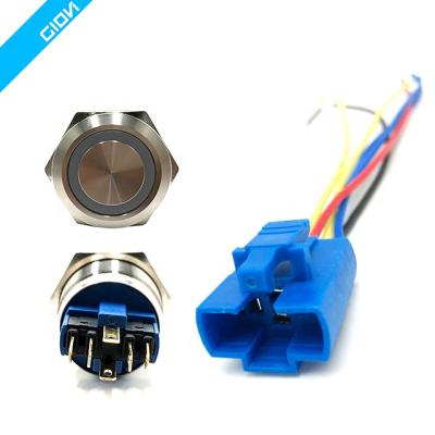 China Connect 22mm Metal Push Button Push Button Connector Switch Socket With Cable Harness Wire For Connect Metal Push Button for sale