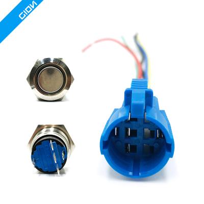 China Connect Metal Push Button 19mm Push Button Connector Switch Socket Plug To Cable Harness Wire For Connect Round Head for sale