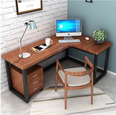 China Modern Design Wooden Right Angle Corner Computer Table With Iron Frame Home Furniture Executive Study Desk for sale