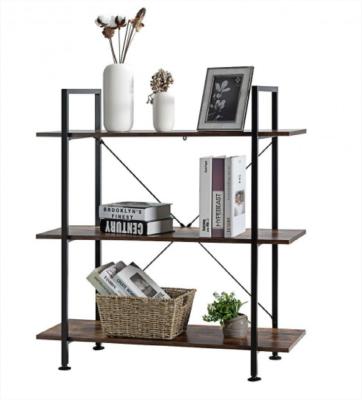 China Adjustable Modern Industrial Bookshelf Vintage Bookshelf Wooden Bookshelf Rack 3 Tier Display Storage (Other) for sale