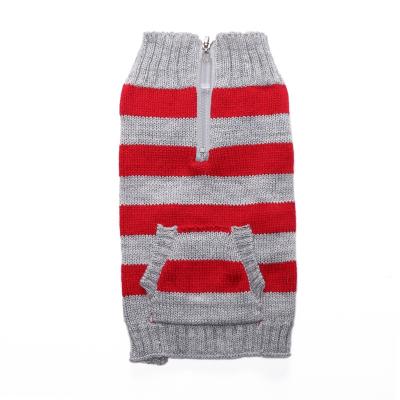 China Wholesale Custom Sustainable Warm Classic Striped Dog Knitted Sweater Pet Apparel Clothes Winter for sale