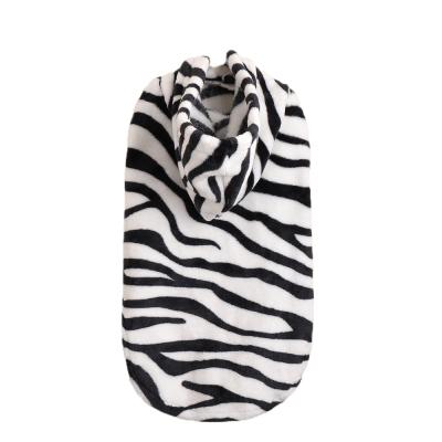 China Custom Viable Winter Pet Clothes Warm Puppy Apparel Sweatshirt Zebra Print Dog Hoodie for sale