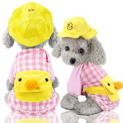 China Sustainable Pet Clothes Puppy Clothing Yellow Duck Kindergarten Backpack Hat Dog Small Clothes Set for sale