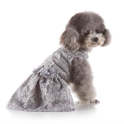 China Viable Custom Wholesale Pet Clothes Summer Pet Apparel Luxury Lace Flower Pearl Dog Dress For Small Dogs for sale