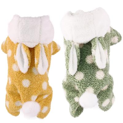 China Viable Winter Warm Dog Clothes Wholesale Puppy Apparel Comfortable Pet Bear Ears Fleece Cute Polka Dot Dog Hoodie for sale