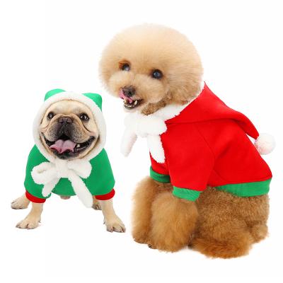 China Wholesale Sustainable Pet Apparel Christmas Fleece Designer Dog Clothes Pompom Christmas Warm Dog Hoodie for sale