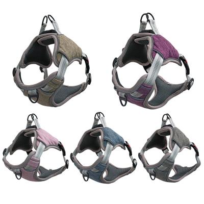 China Dogs Wholesale Hot Selling Reflective Adjustable Pet Dog Soft Buckle Vest Harness Dog Harness for sale