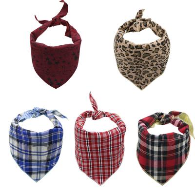 China Stored Pet Supplies Puppy Triangle Scarf Leopard Plaid Pattern Print Dog Bandanas for sale