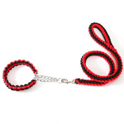 China Outdoor Wholesale Hot Sale Metal Braided Chain Pet Supplies Amazon Wear Dog Collar and Nylon Braided Leash for sale