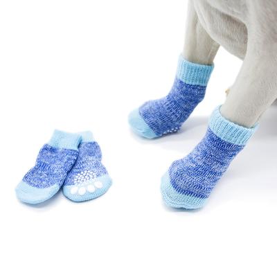 China Fashion Custom Anti-skid Warm Soft Pet Apparel Stocked Non-slip Blue Pet Dog Socks for sale