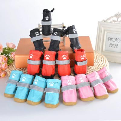 China Custom Wholesale Pet Stocked Waterproof Pet Shoes Reflective Dog Rain Shoes for sale