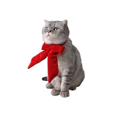 China Factory Sale Pet Accessories Velvet Cat Big Bow Tie Stocked Hot Christmas for sale