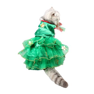 China Amazon Hot Sales Viable Pet Accessories Puppy Coat Christmas Party Christmas Tree Shaped Cat Cape for sale