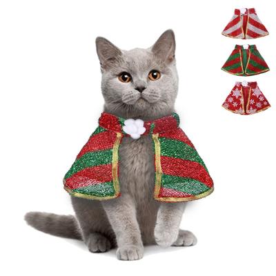 China Sustainable Christmas Pet Decorated Accessories Puppy Cape Warm Thick Snowflake Cat Dog Cloak for sale