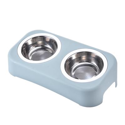 China High Stocked Stainless Steel Bowls Cat Neat Dish Double Bowls Pet Food Feeder Dog Bowl for sale