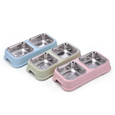 China Wholesale Stocked Hot Selling High Quality Double Bowls Dog Bowls Stainless Steel Pet Bowl for sale