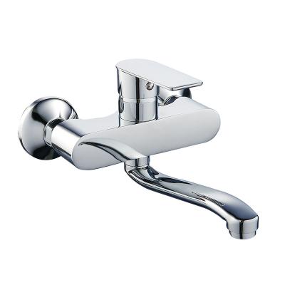 China New Modern Stainless Steel Spout Zinc Chrome Wall Mounted Kitchen Faucet for sale