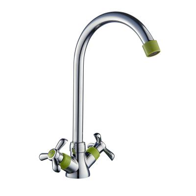 China Modern Taizhou Green Two Wheel Handle Zinc Hot Cold Water Kitchen Mixer Tap for sale