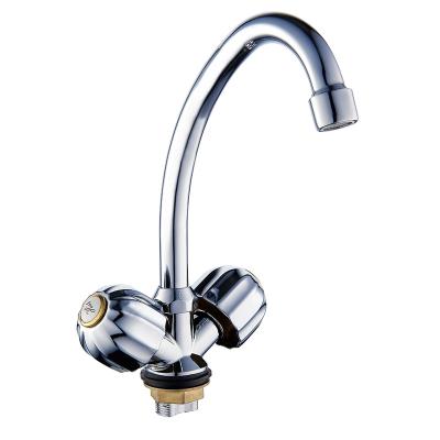 China Taizhou Modern Long Neck Two Wheel Handle Flexible Kitchen Mixer For Sink for sale