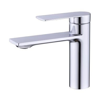 China New Design Push Handle Bathroom Faucets Brass Metered Basin Faucet for sale