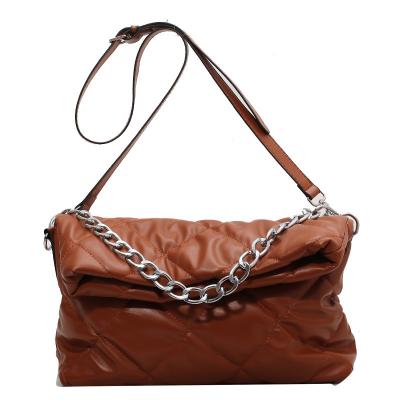 China New Arrival Waterproof Luxury Chain Handle Diamond Lattice Line Grid Women Shoulder Bag Handbags Detachable Tote Bag for sale