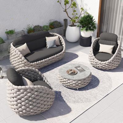 China Modern Leisure Garden Patio Aluminum Luxury Design Set Hotel Outdoor Woven Rope Sofa for sale