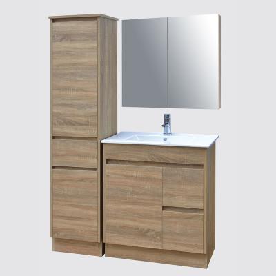 China Modern America Country Style Foshan Manufacturer Custom Design Wall Mounted Melamine Bathroom Vanity Cabinet With Ceramic Basin for sale