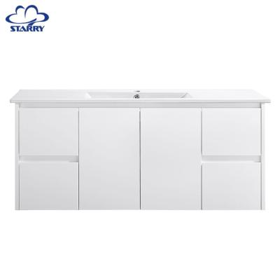 China Modern High Quality Whole Sale PVC Wall Mounted Bathroom Cabinet Make Up Slim Vanity Basin for Home and Hotel for sale