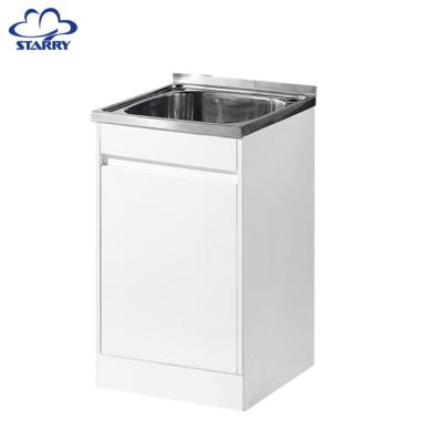 China Modern White Simple Square Cabinet 1 Set Modern Kitchen Furniture Thailand Design Balcony Laundry Bathroom Sink Vanity Outside Door for sale