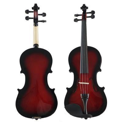 China Linden Plywood Good Sound Nice Quality Chinese Distributor 4/4 Red Colored Colorful Wooden Violin for sale