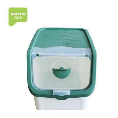 China 2021 new 10kg 15kg rice container viable durable moisture proof plastic box with measuring cup for sale