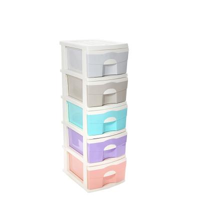 China Sustainable 5 Layers Knock Down Plastic Home And Kitchen Storage Drawers , Plastic Wardrobe for sale