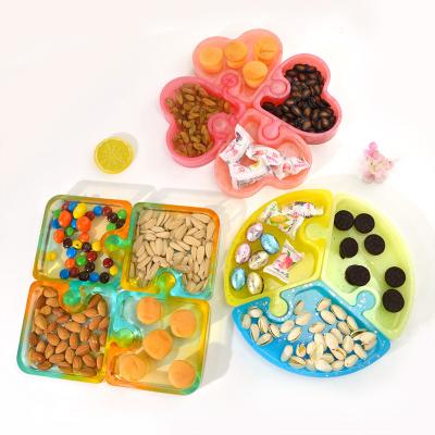 China Europe Crystal Epoxy Resin Hand Made Silicone Epoxy Resin Square Heart Round Snack Nut Holder Dessert Storage Mold for sale