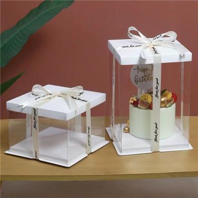 China Luxury Custom Recycled Logo Clear Square Cake Box Wedding Birthday Party Gift Packaging Materials CHOOSE Plastic Transparent Cake Boxes for sale