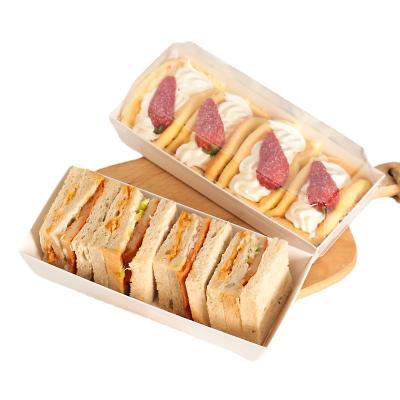 China Recycled Materials Gift Boxes Paper Sandwich Bread Cover Transparent Plastic Boxes for sale