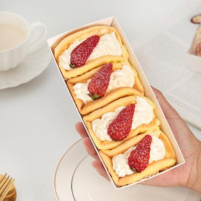 China Materials China Factory Recycled Rectangular Cake Bread Snack Bakery Food Packing Paper Box Sandwich Wrap Box With Plastic Clear Lids for sale