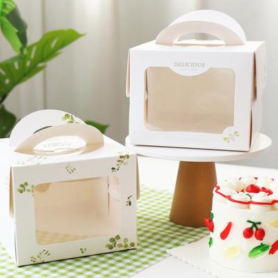 China Portable Bakery Cake Gift Box Birthday Cake Box Materials Recycled Packaging Dessert Boxes With Handle for sale